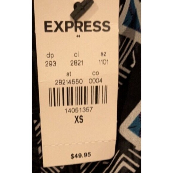 Express Chiffon NWT skirt elastic waist Midi SZ XS Geometric layers Going Out - Picture 4 of 4